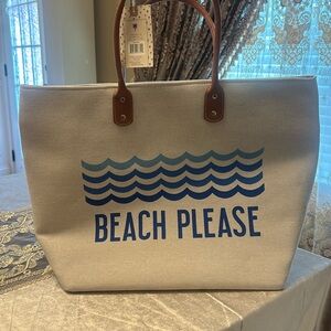 Woven Tote Beach Bag - “Beach Please” - Brand New